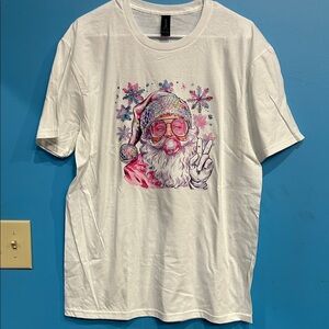 White Santa Adult Large Graphic T-Shirt